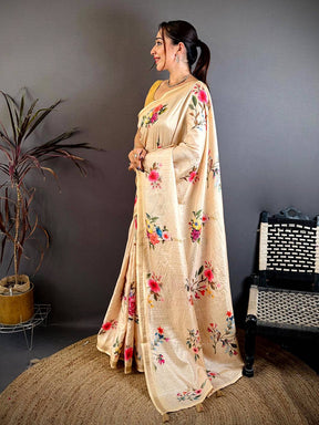 Celebrity Tussar Floral Ghicha Weaving Saree