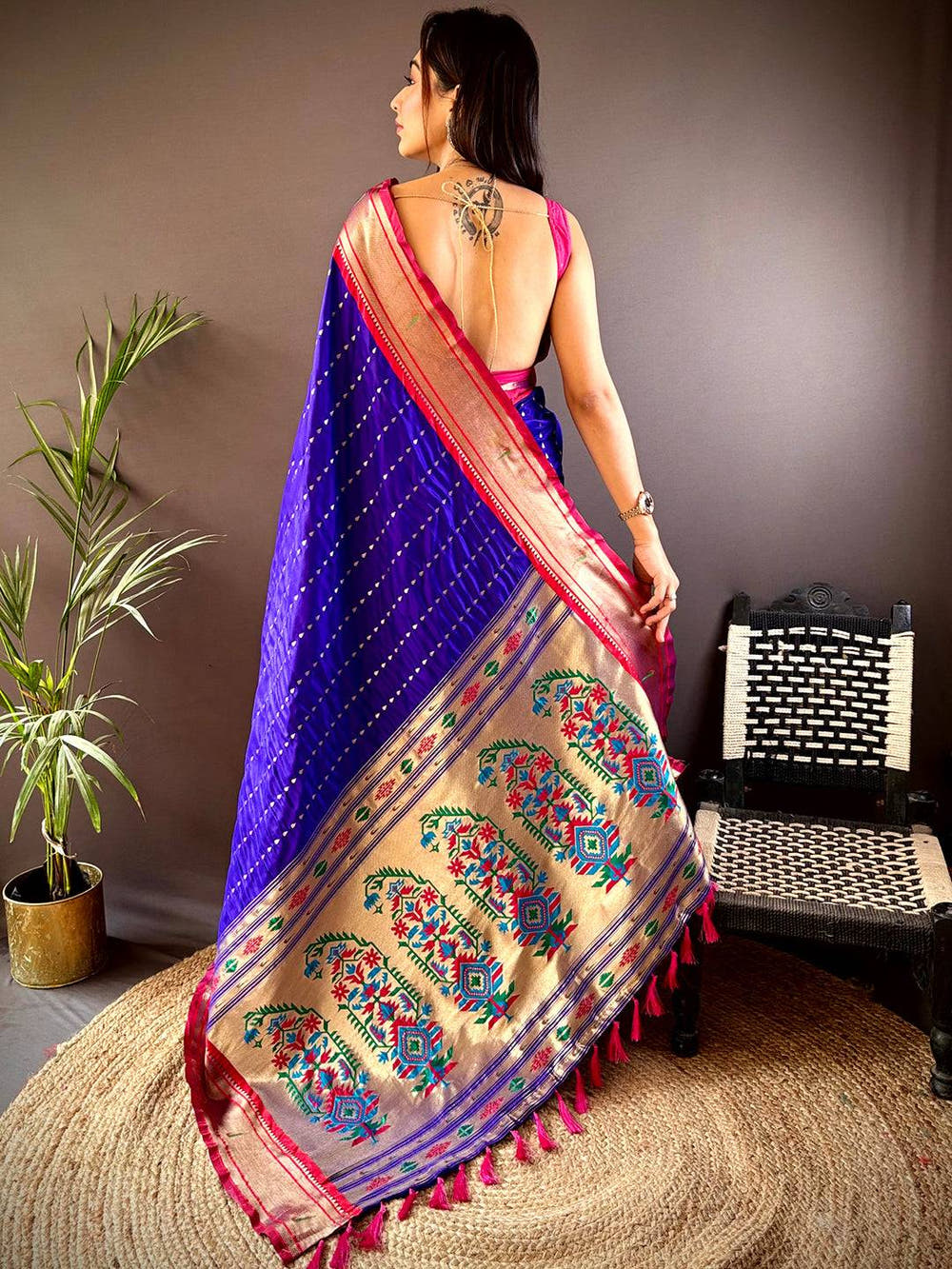 Purple Yeola Paithani Saree with Zari Weaving - Luxe