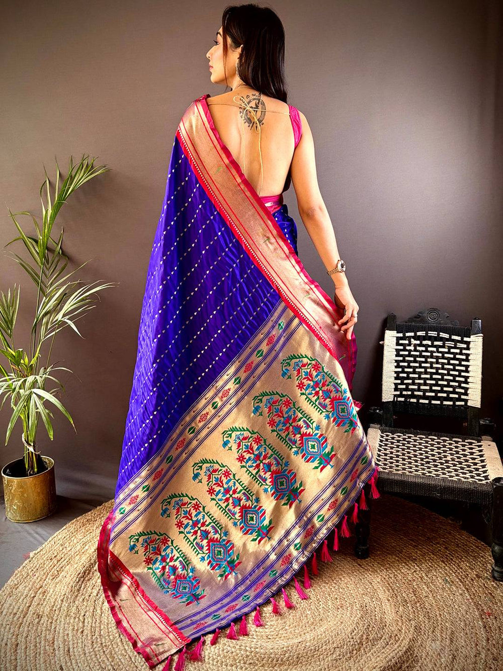 Purple Yeola Paithani Saree with Zari Weaving - Luxe