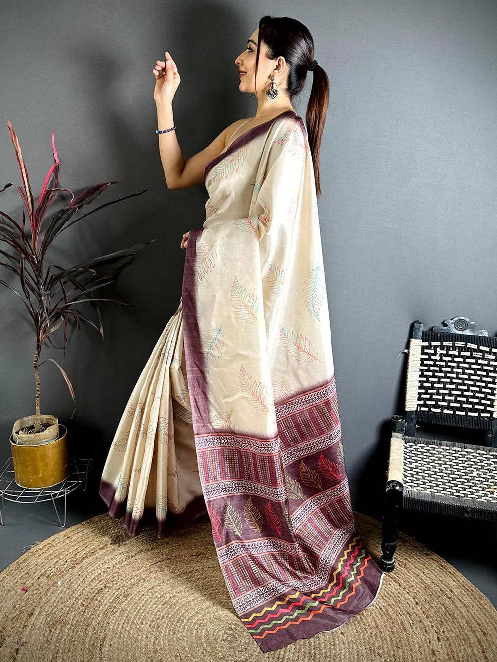 Stylish Manipuri Tussar Katha Saree