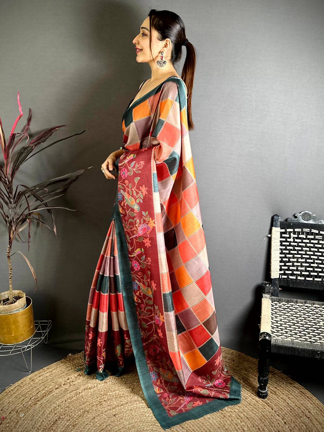 Stylish Block Print Manipuri Saree
