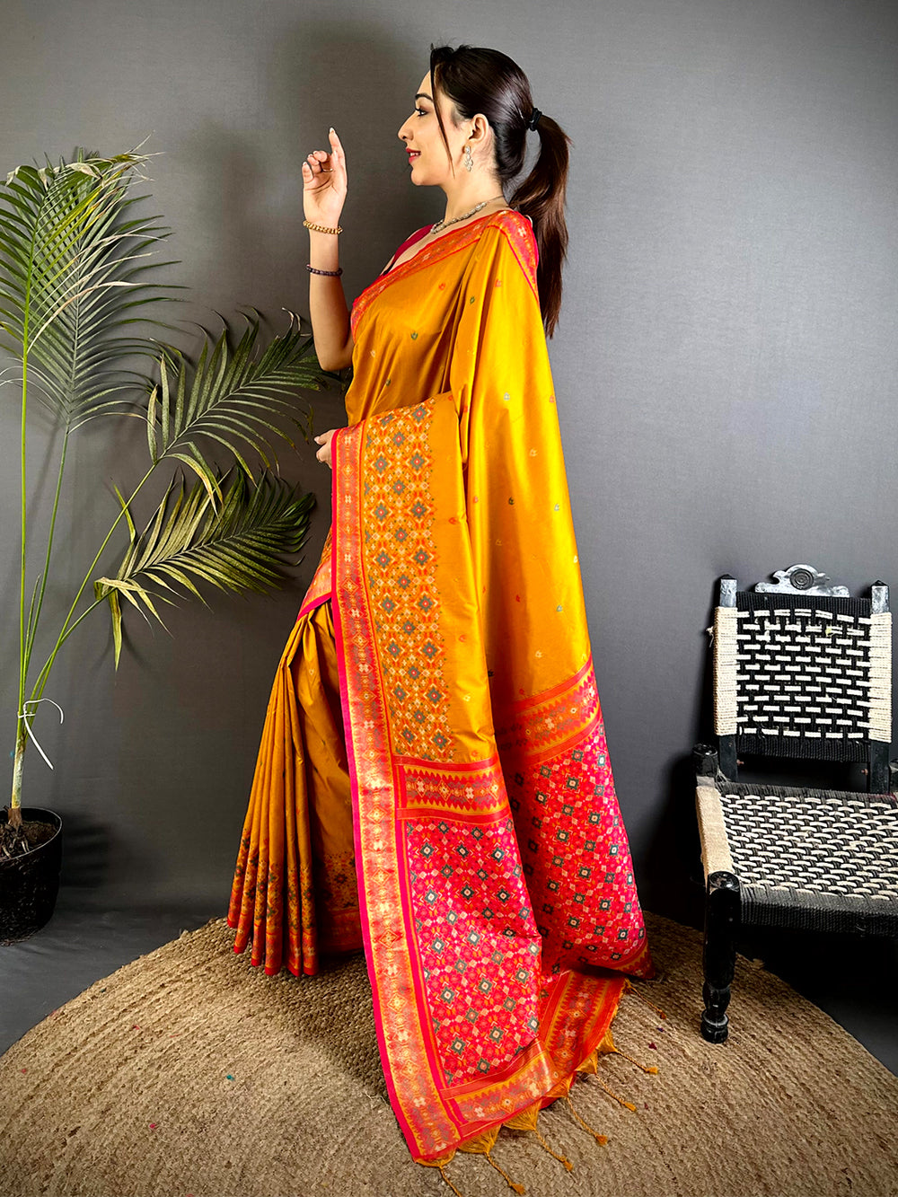 Fenta Double Ikat Soft Silk Saree