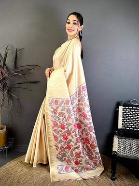 Royal Yellow Kalamkari Pallu Saree