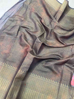 Close-up of Kalamkari Printed Saree fabric texture