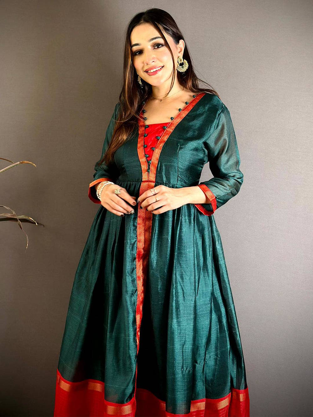 Stylish Soft Kota Crepe Flared Gown