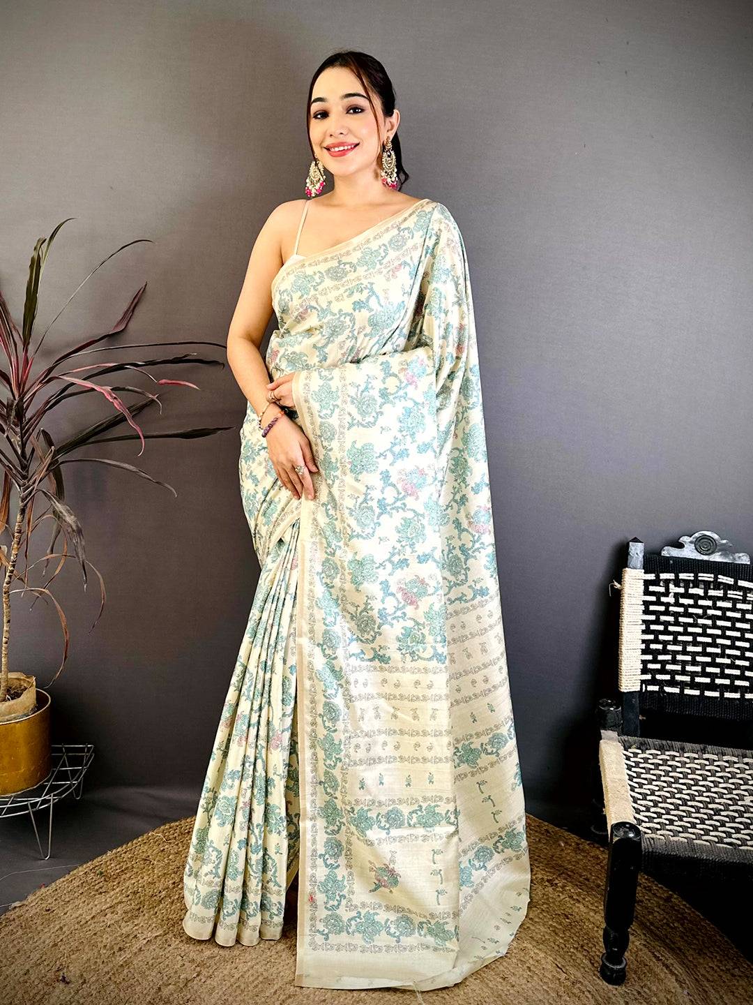 Regal Block Print Soft Zarna Silk Saree