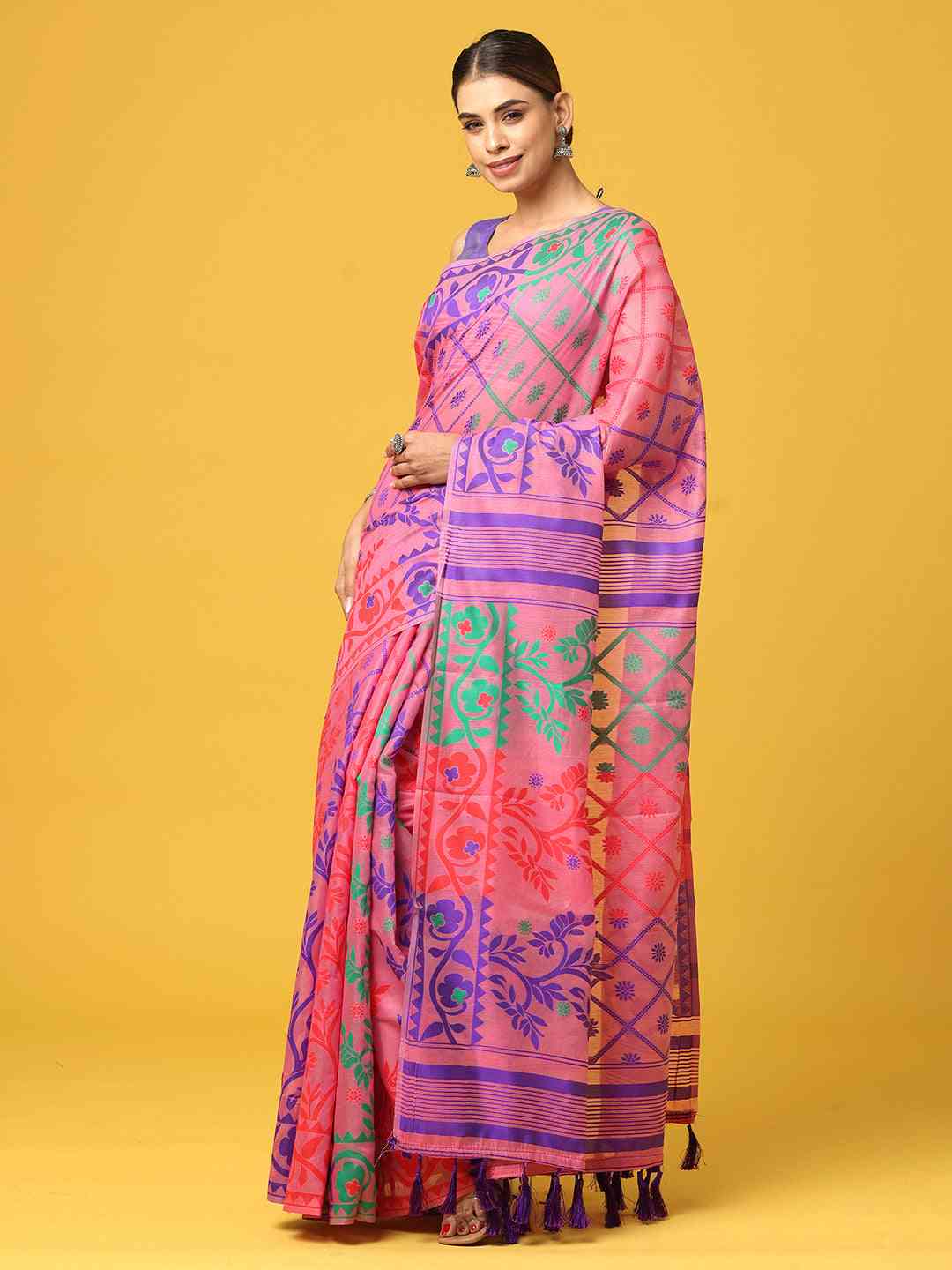 Dhakai Jamdani Light Weight Cotton Silk Saree