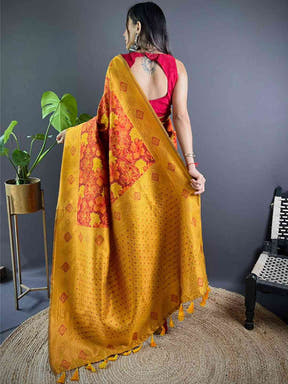 Rust Soft Silk Butta Weaving Saree

