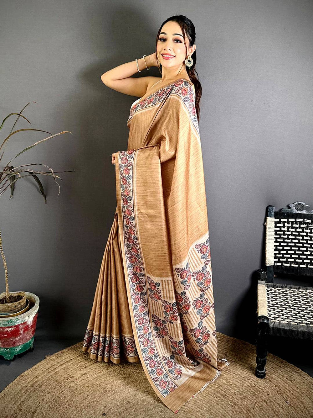 Classic Ikkat Minakari Tussar Silk Saree