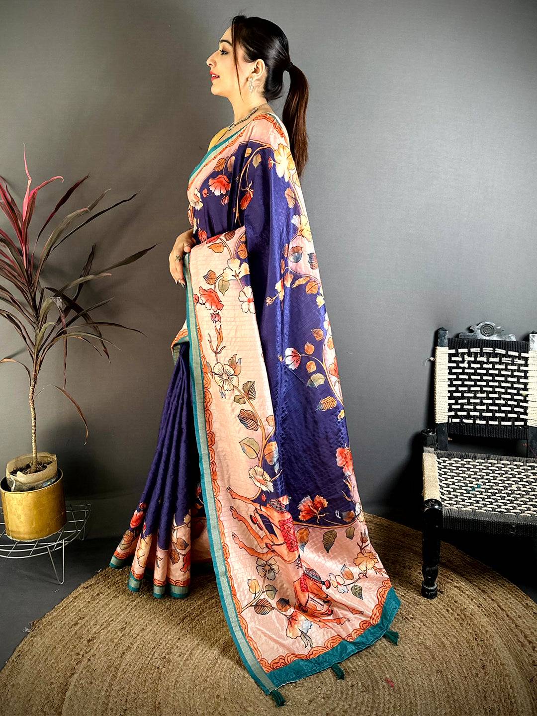 Opulent Kalamkari Art Print Saree