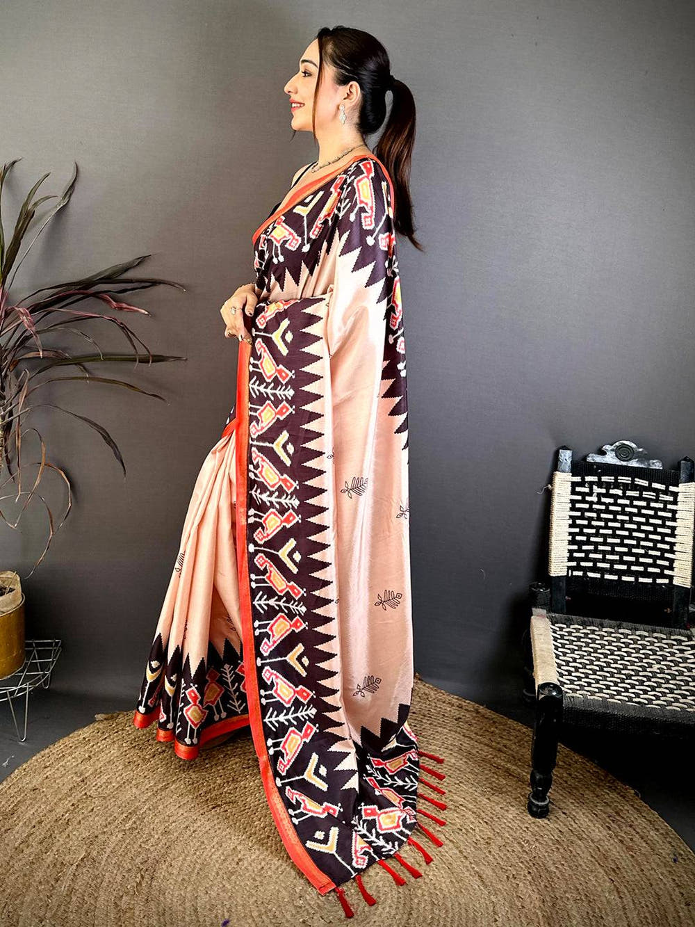 Regal Rudrakh Border Ikkat Soft Silk Saree