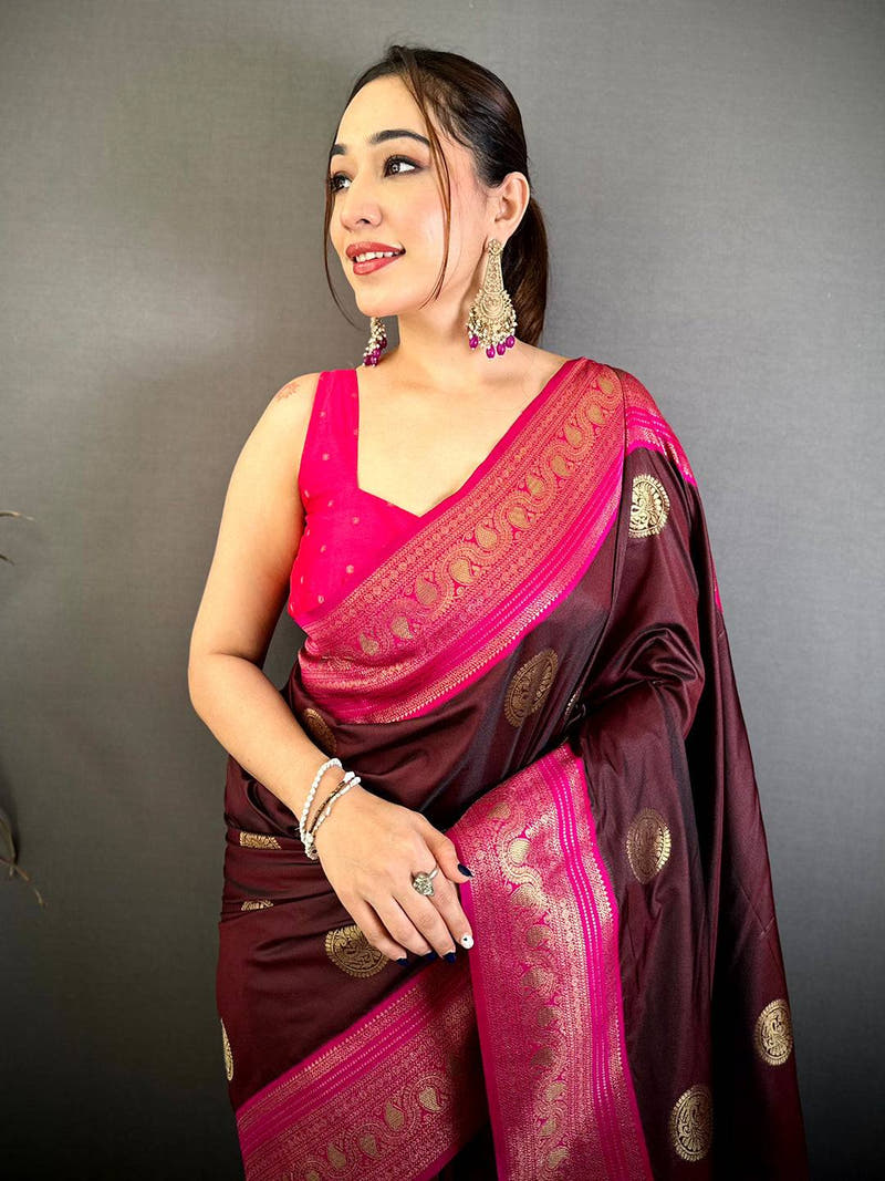 Elegant Peacock Motif Soft Silk Saree