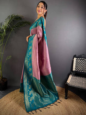 Pink Majesty Banarasi Katan Silk Saree