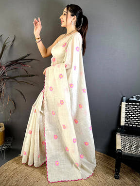 Classic Mul Cotton Floral Weaving Saree