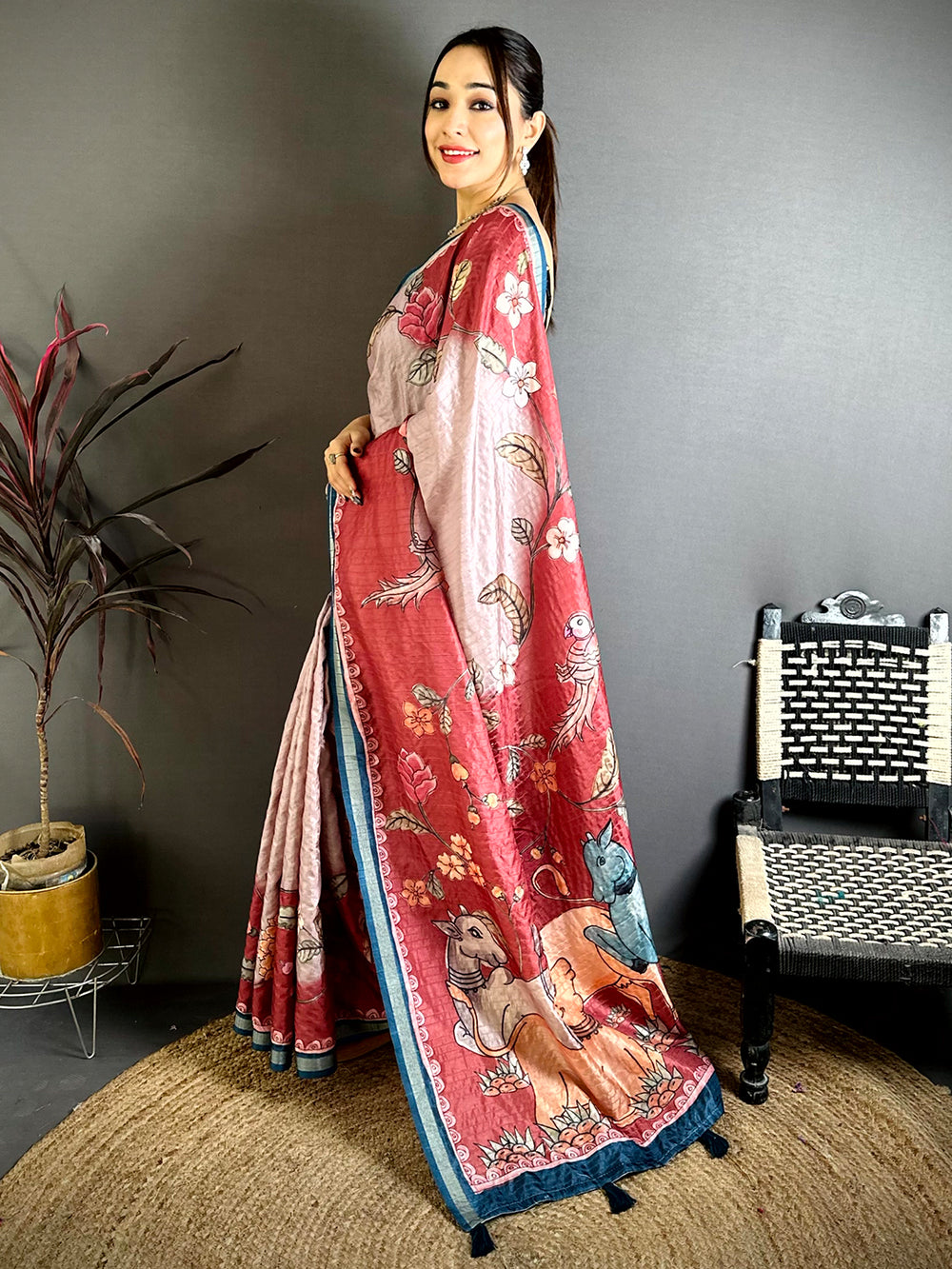 Radiance Tussar Ghicha Digital Art Saree