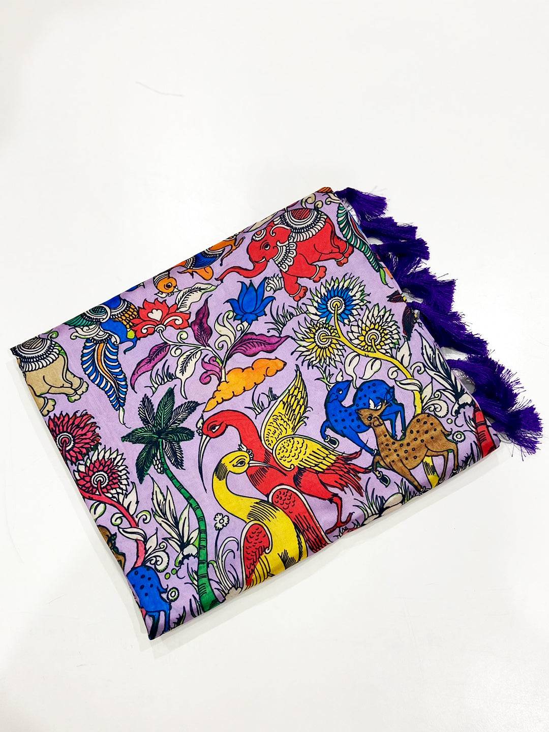 Lavender Kalamkari Banarasi Silk Saree