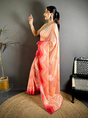 Opulent Ombre Zigzag Chinnon Chiffon Saree