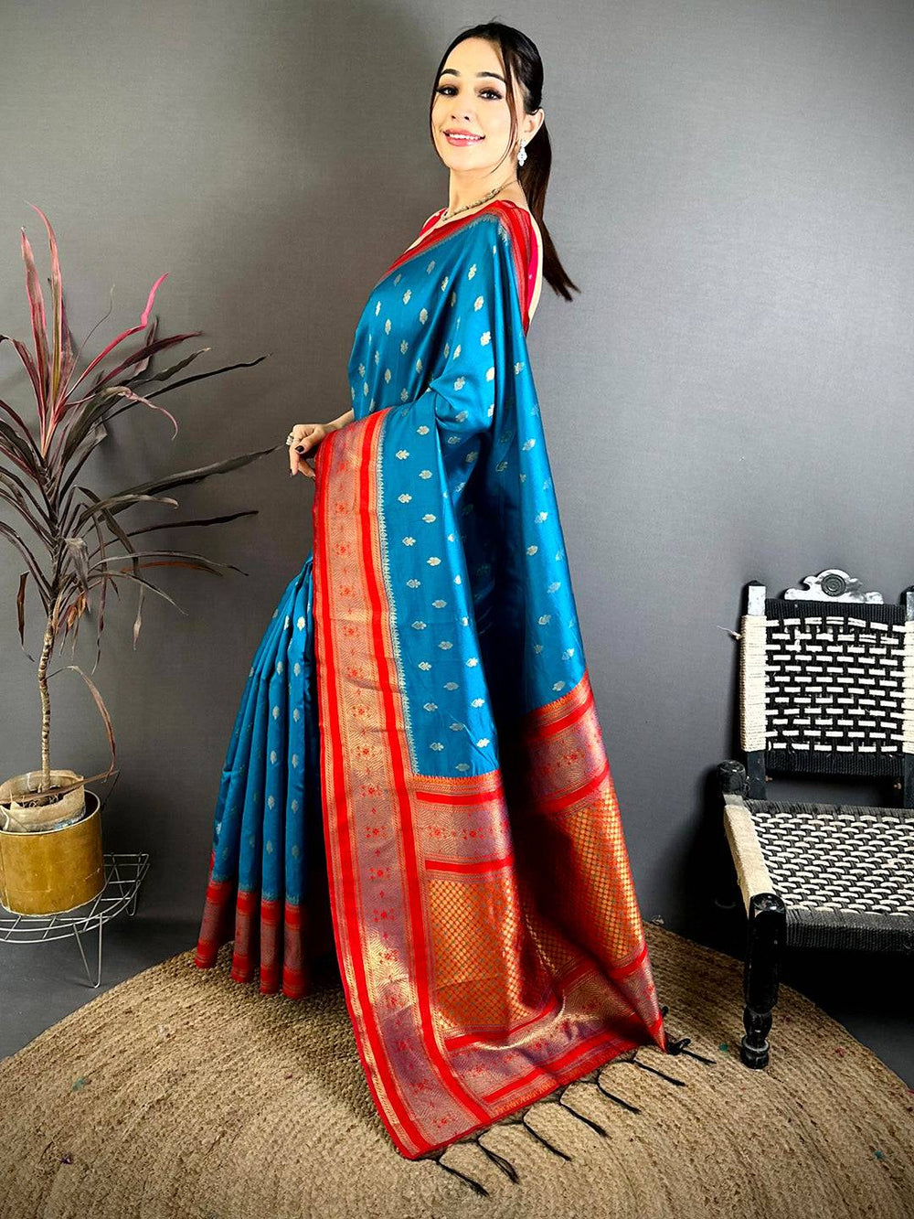Royal Teal Banarasi Katan Silk Zari Saree