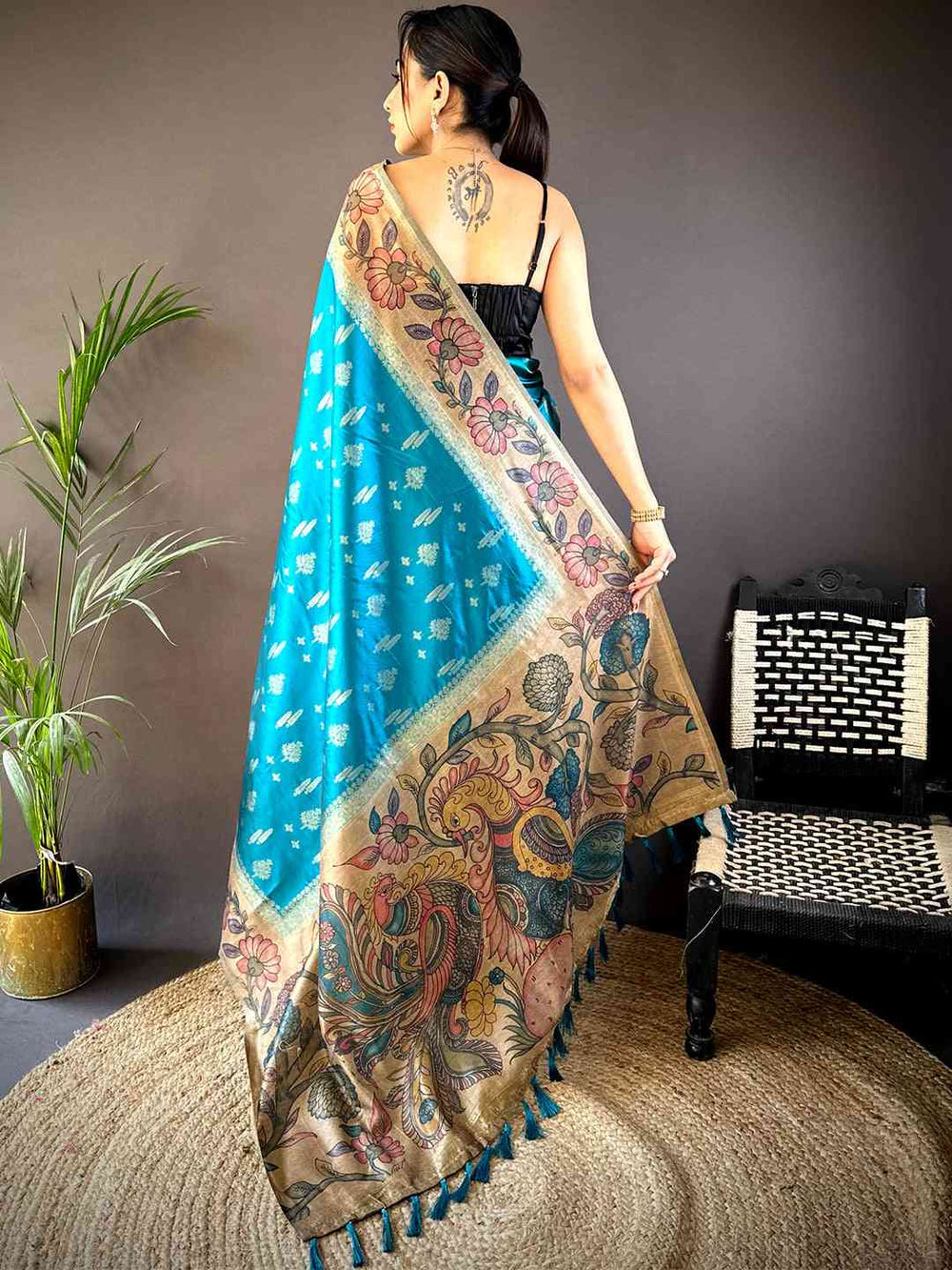 Rama Soft Silk Kalamkari Printed Pallu Saree