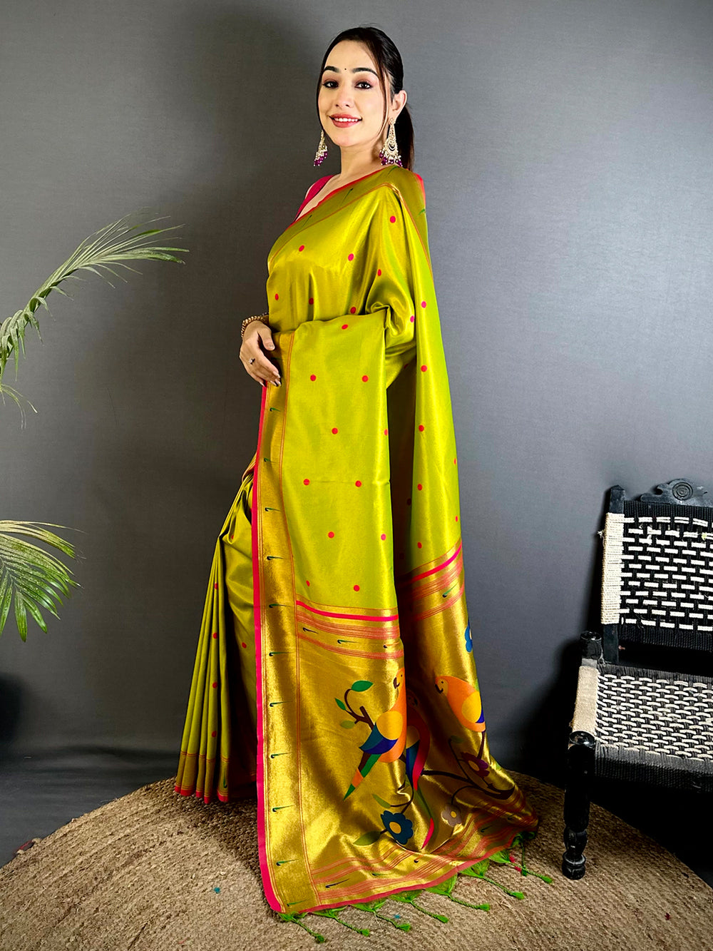 Green Glass Tissue Yevla Paithani Saree