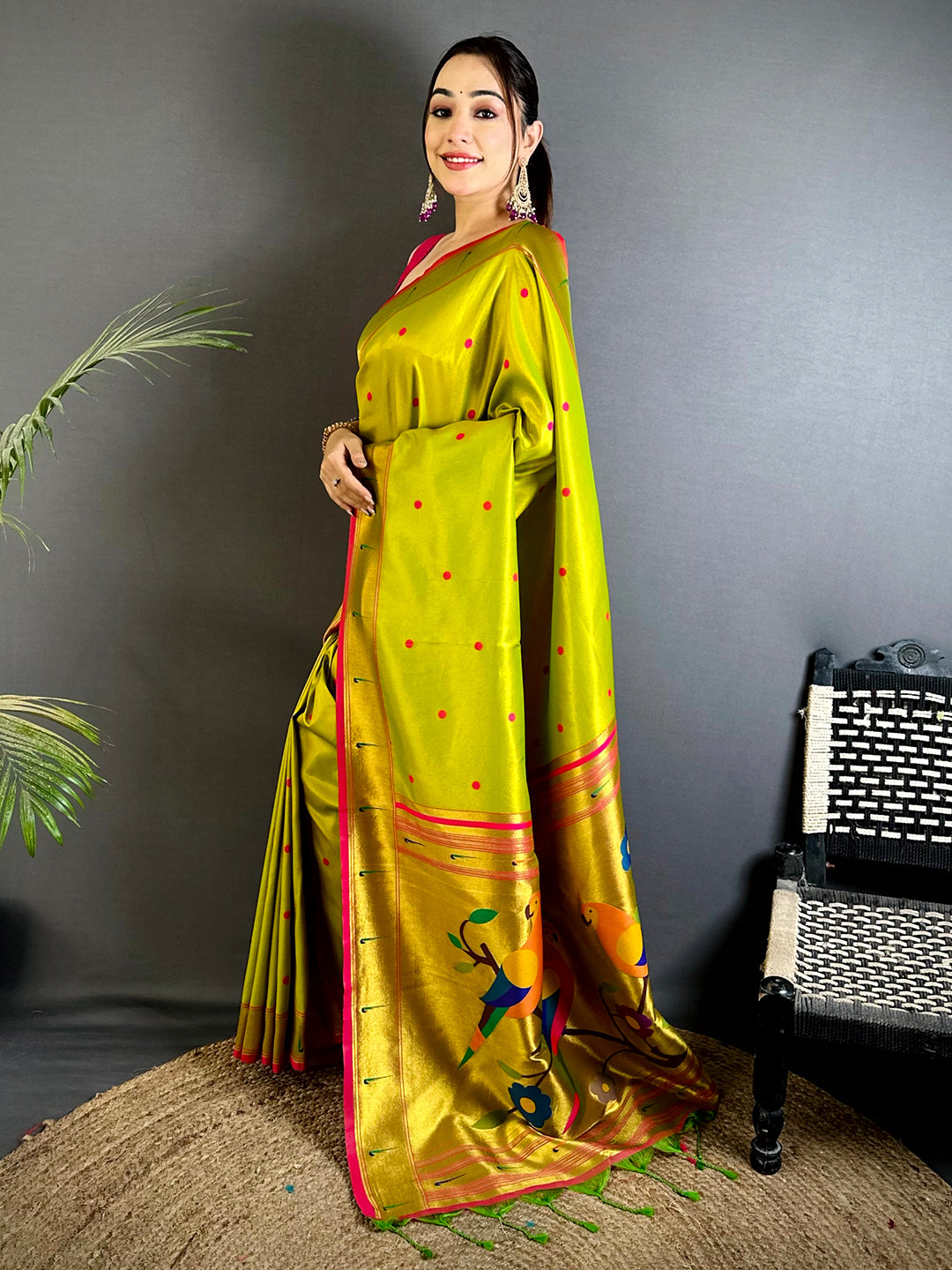 Green Glass Tissue Yevla Paithani Saree