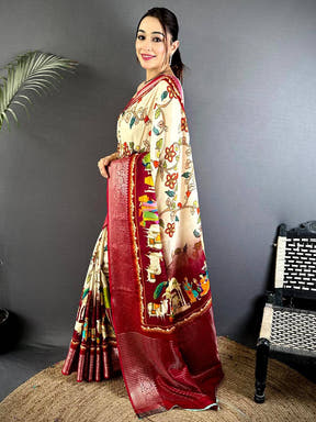 Graceful Self Zari Chex Viscose Dola Saree