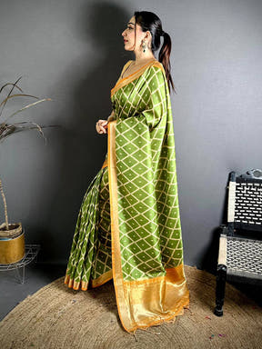 Artisan Gaji Lakda Patta Ikkat Saree