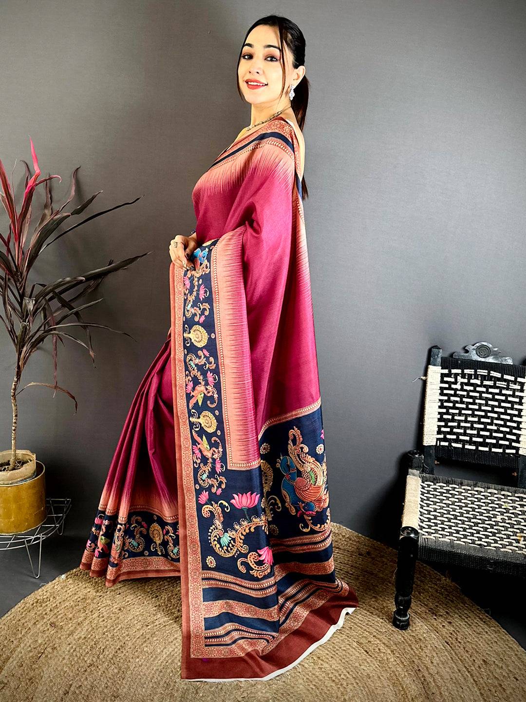 Regal Tanjore Peacock Border Saree