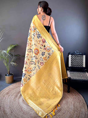 Opulent Banarasi Ghicha Tussar Floral Print Saree