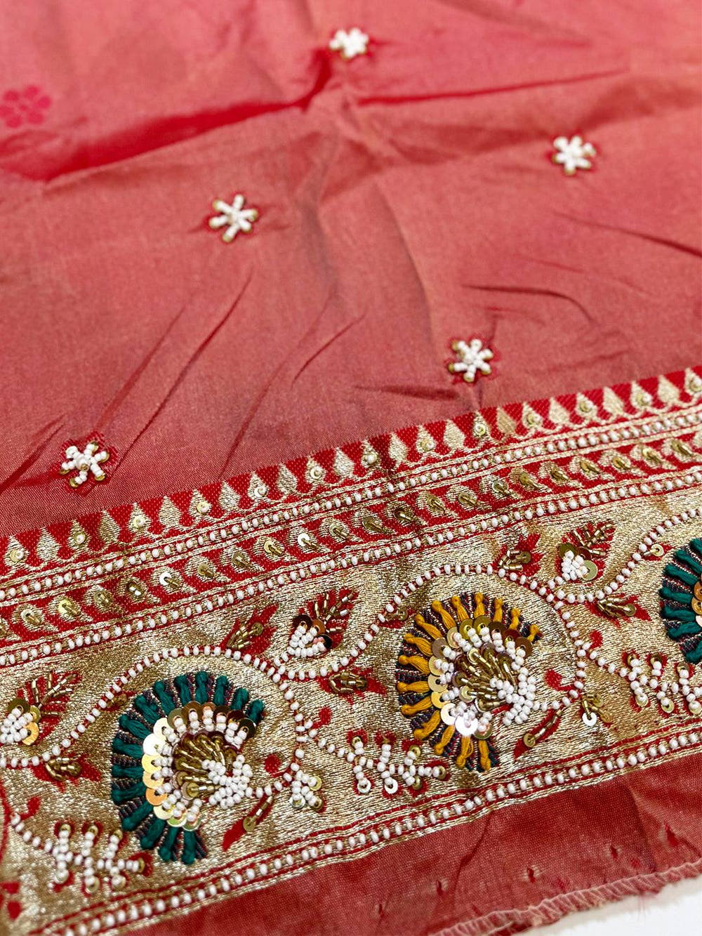Cream Soft Silk Kanjivaram Saree With Maggam Blouse