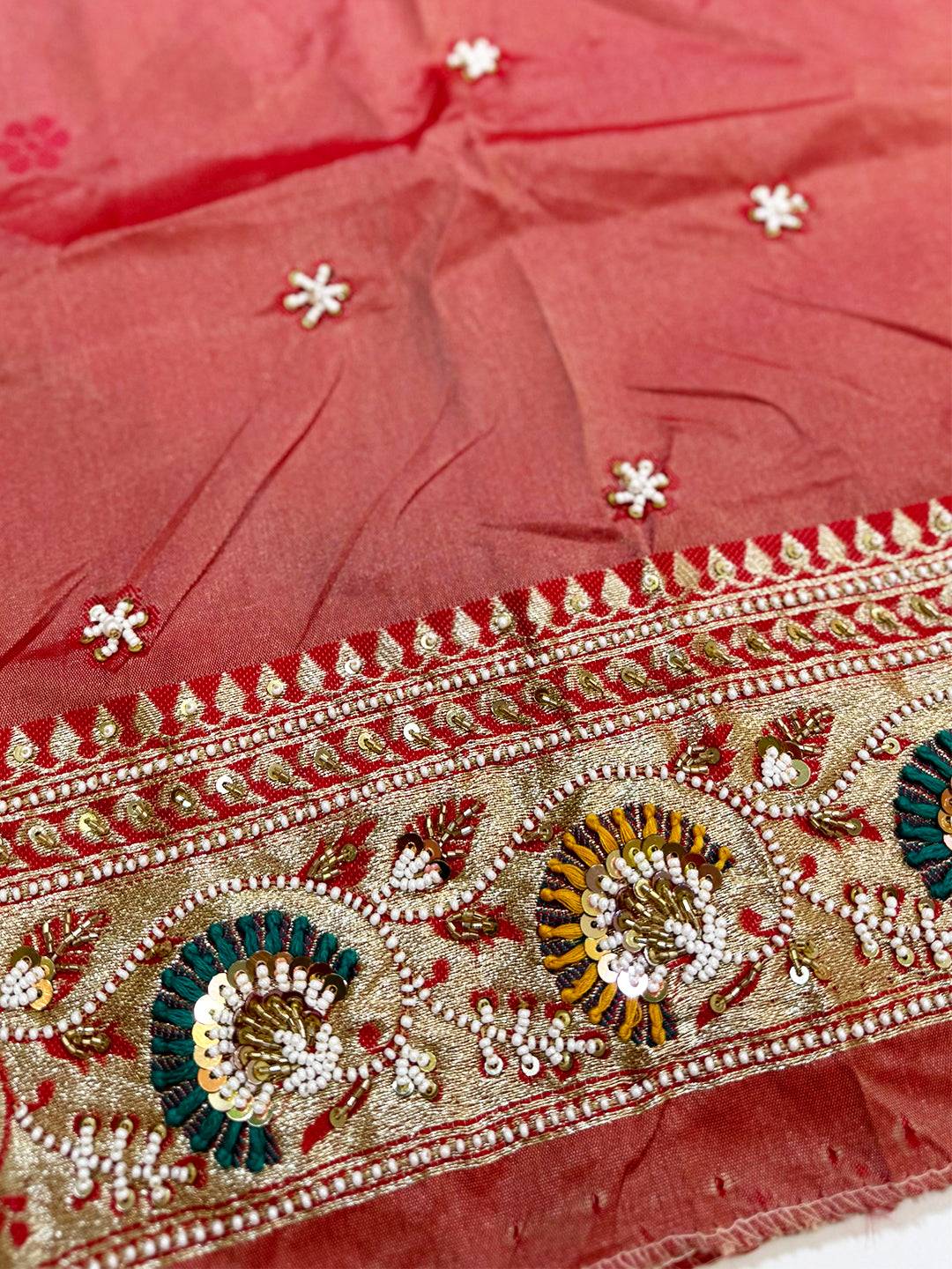 Cream Soft Silk Kanjivaram Saree With Maggam Blouse