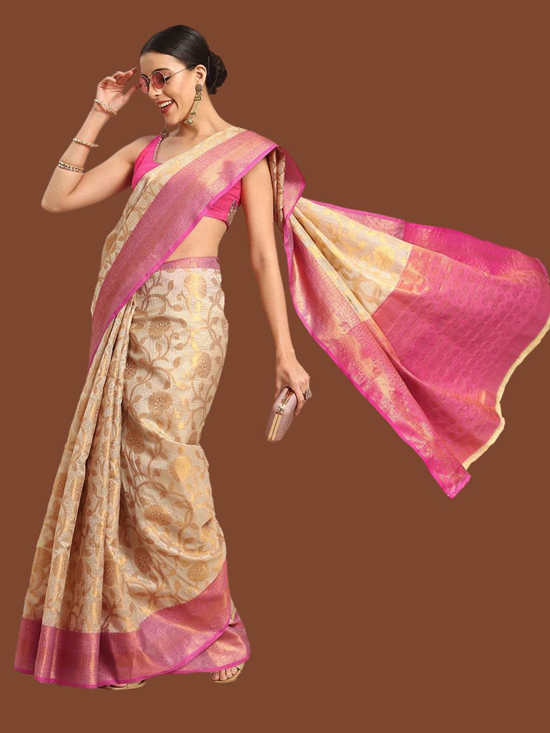 Radiance Kota Kora Gold Zari Saree