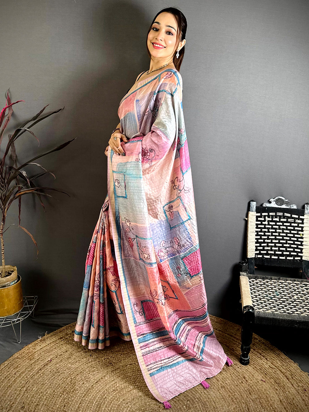 Regal Ghicha Weave Kalamkari Saree