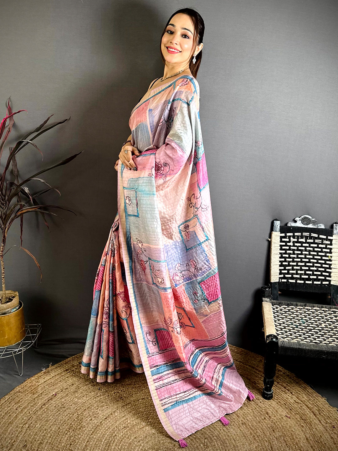 Regal Ghicha Weave Kalamkari Saree