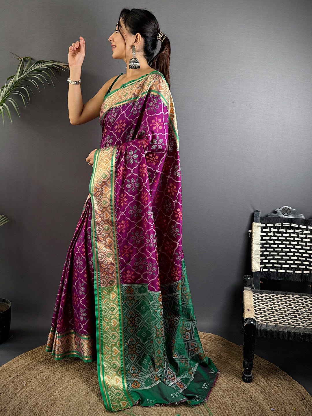Stylish Pochampally Patola Silk Saree
