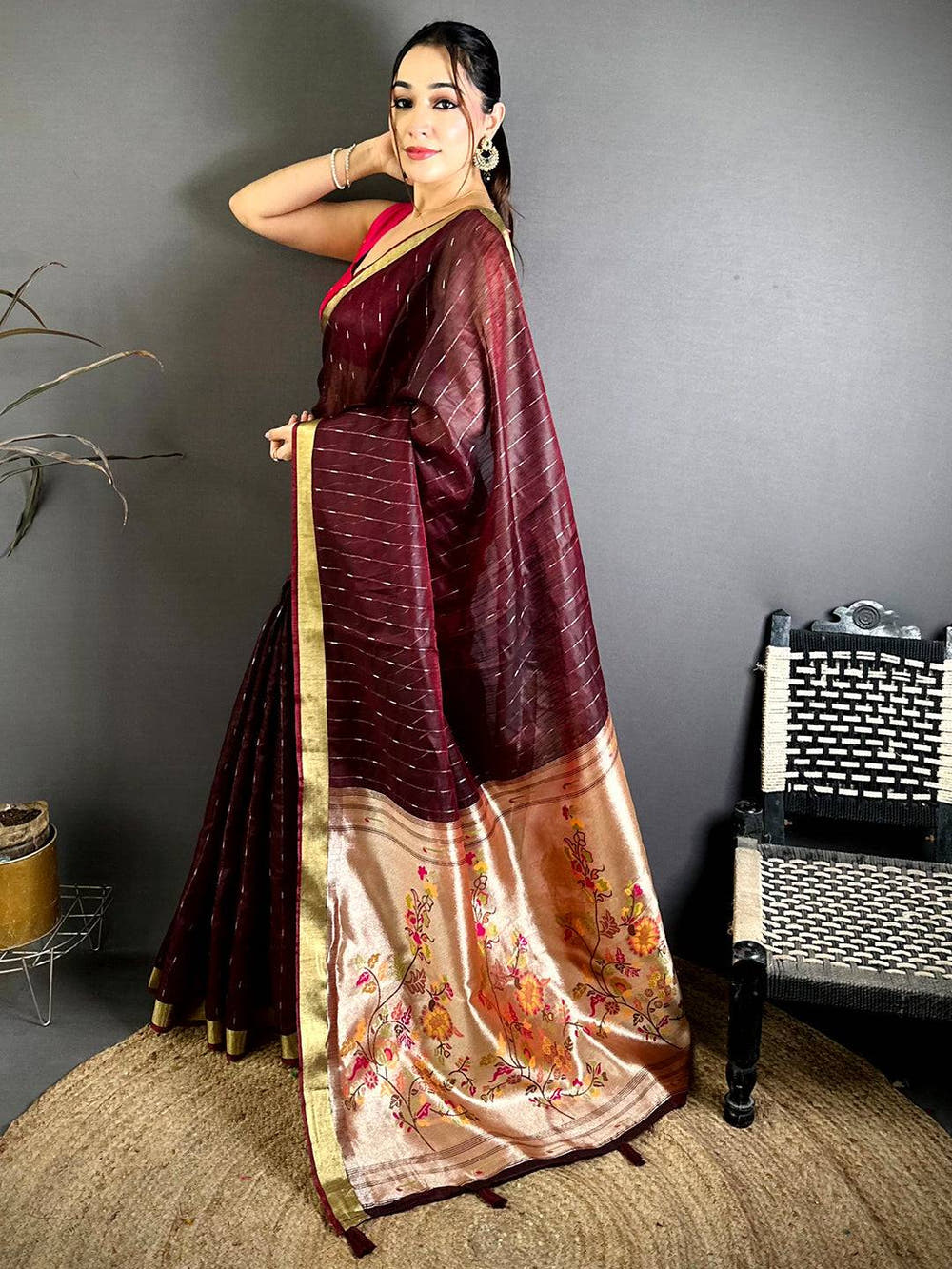 Radiance Floral Jacquard Rich Pallu Saree