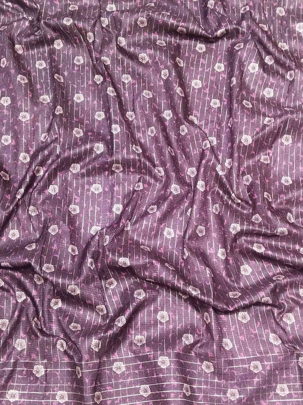 Fabric detail of pink Satin Kota Doria Saree with patterns