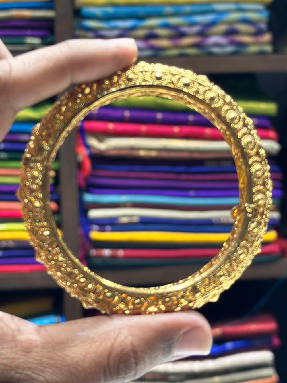 Antique Gold Broad Bangle


