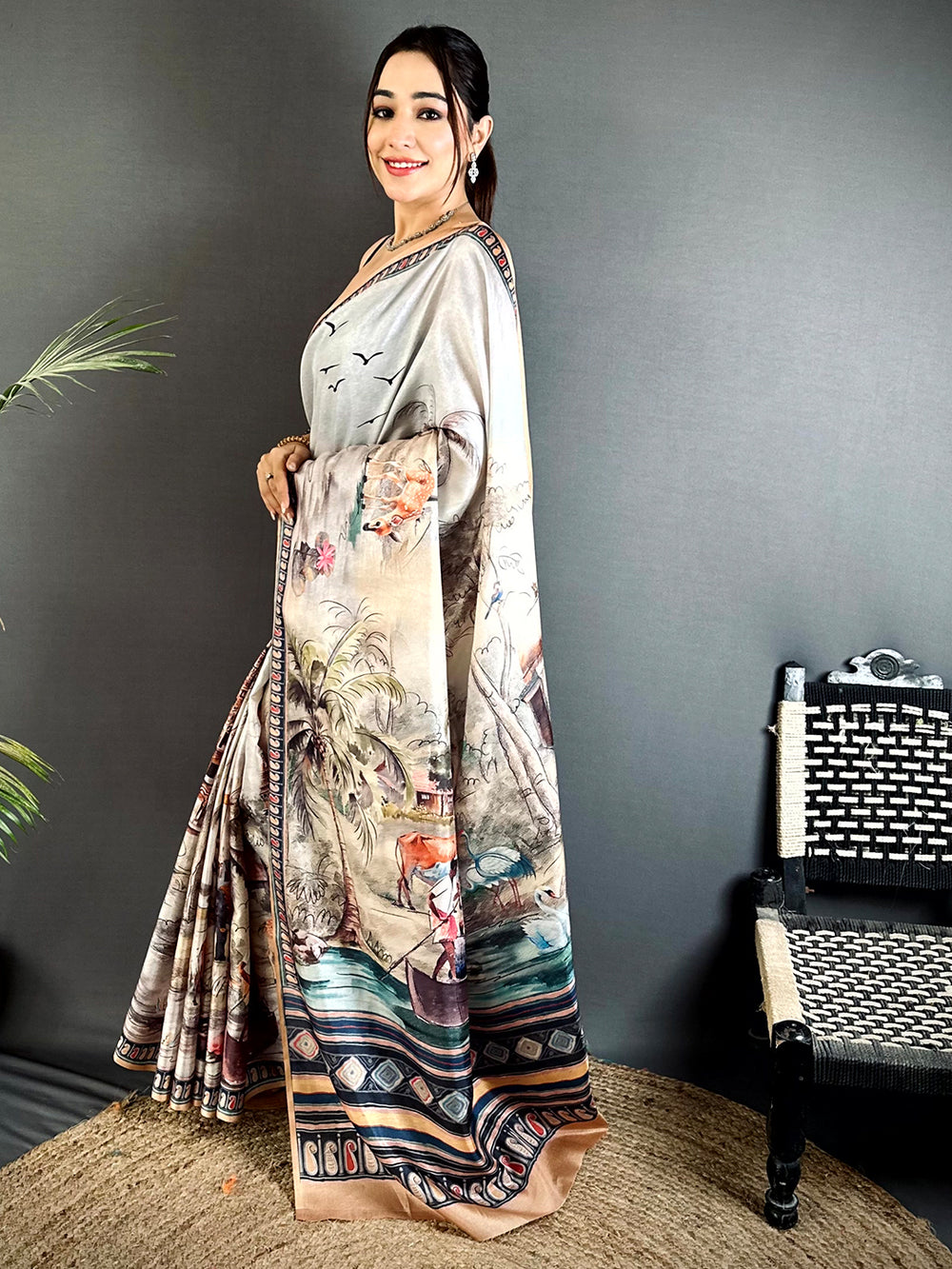 Regal Free-Hand Semi Tussar Saree