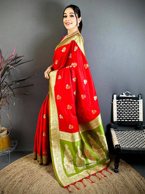Royal Red Soft Silk Gadwal Saree