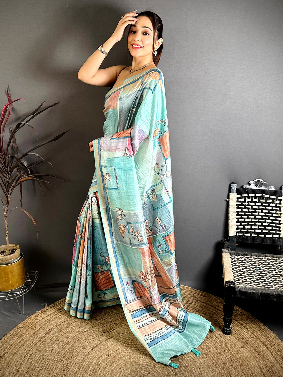Classic Ghicha Weave Kalamkari Saree