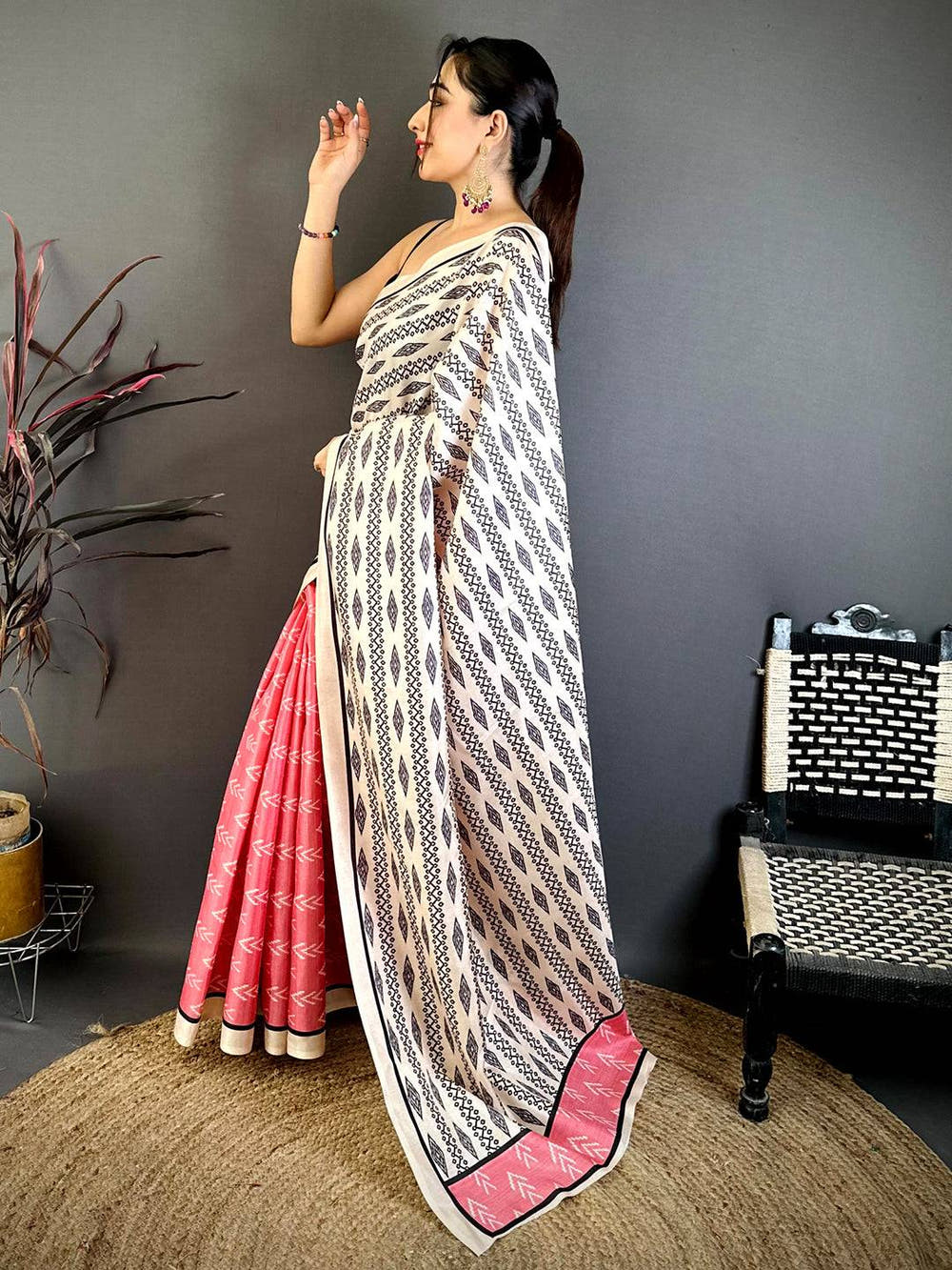 Opulent Ikkat Print Tussar Saree