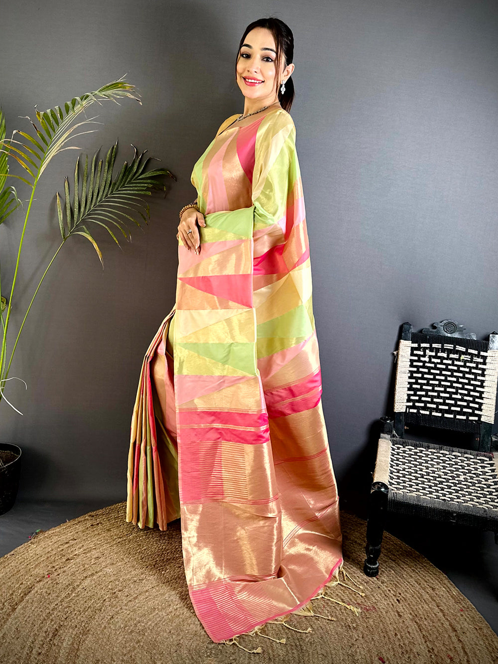 Multicolor Geometric Kanjivaram Silk Saree