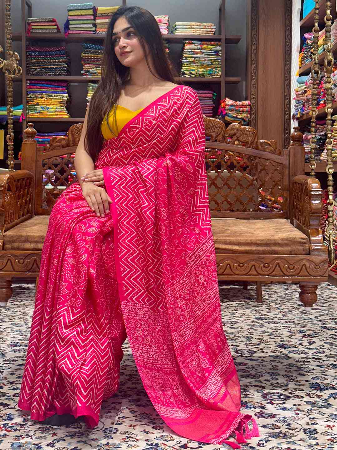 Stylish Manipuri Silk Saree with traditional foil print