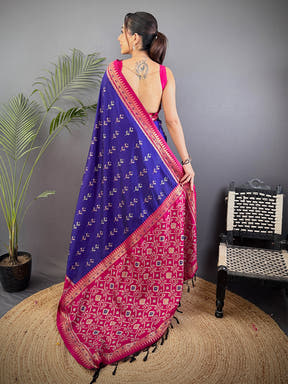 Regal Purple Soft Silk Ikkat Saree