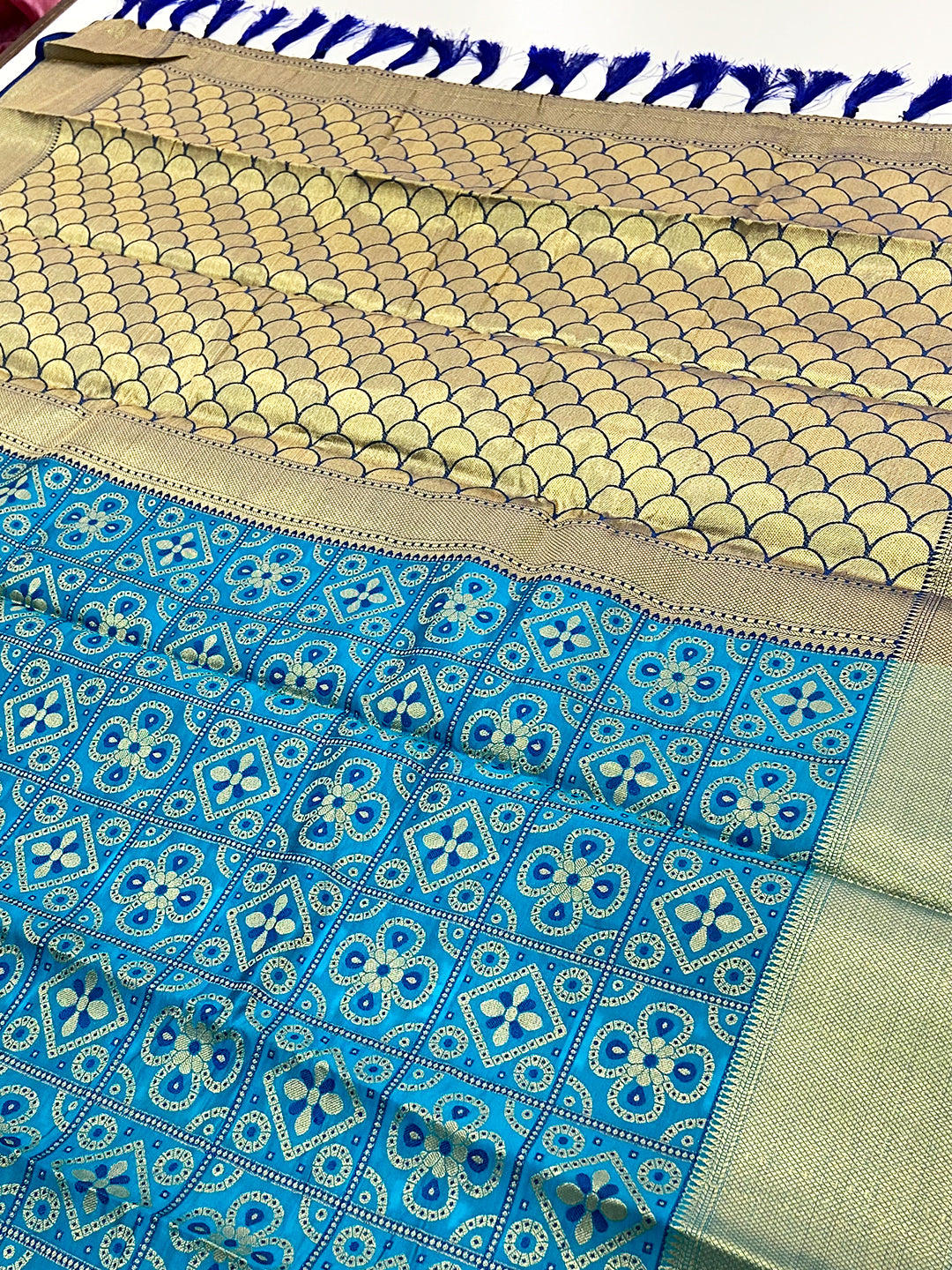 Vibrant Blue Soft Silk Patola Saree