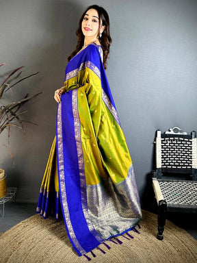 Mehndi Green Dual Tone Gadwal Saree