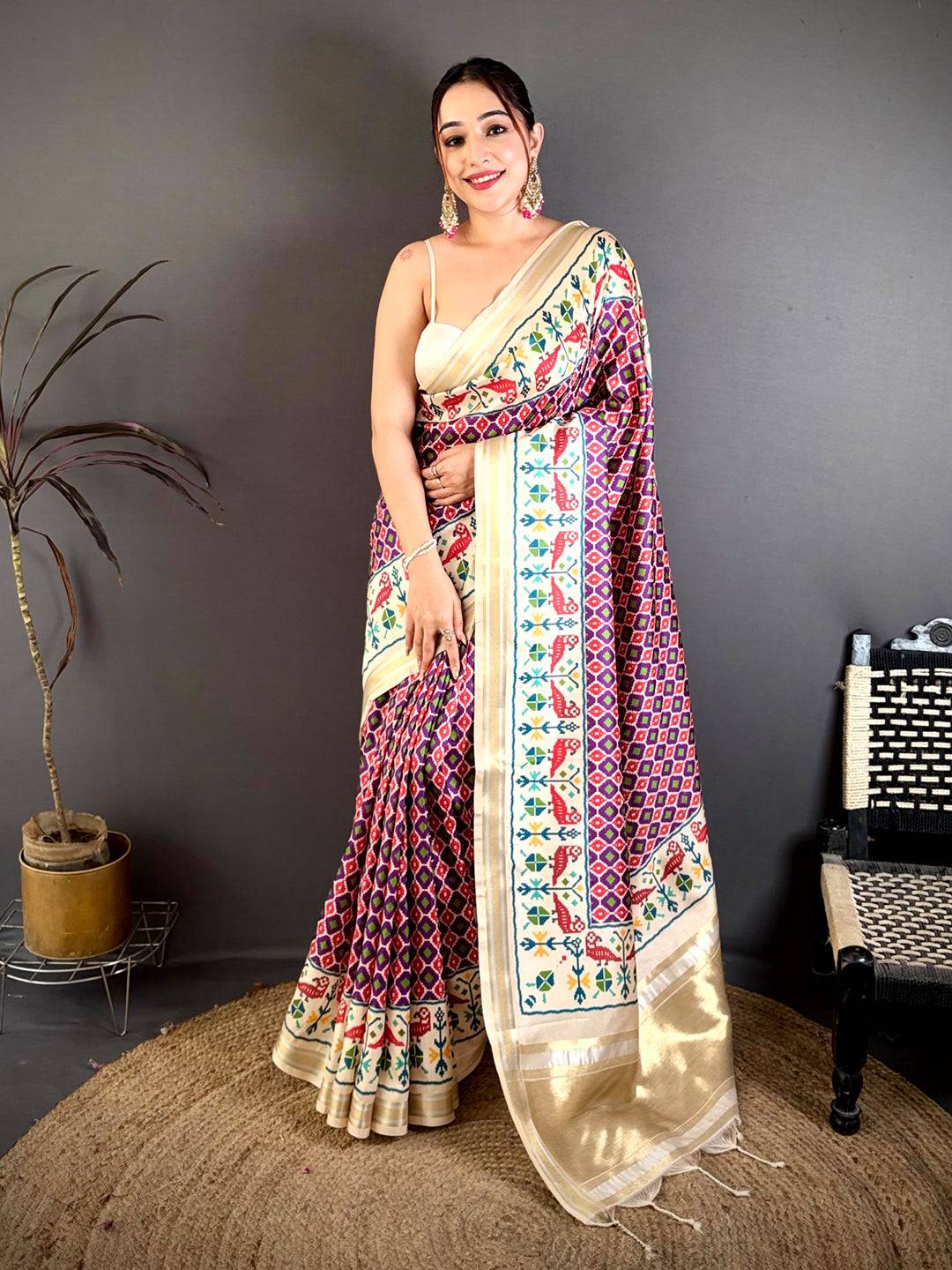 Regal Ikkat Soft Kanchi Silk Saree