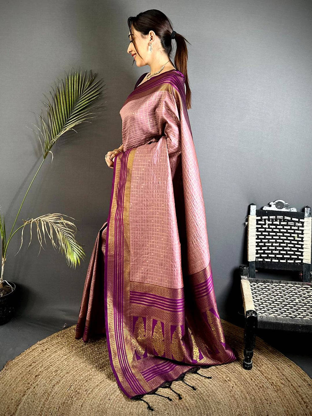 Opulent Magenta Banarasi Katan Silk Saree