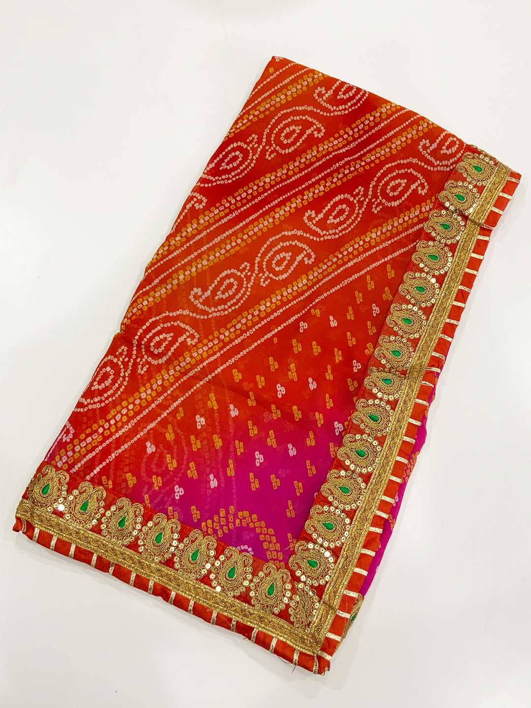 Ethereal Chinnon Chiffon Foil Bandhej Saree